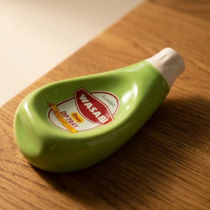 Josh & Tate - SaucePad™ Condiment Dip Tray - Green wasabi dip tray on a wooden surface