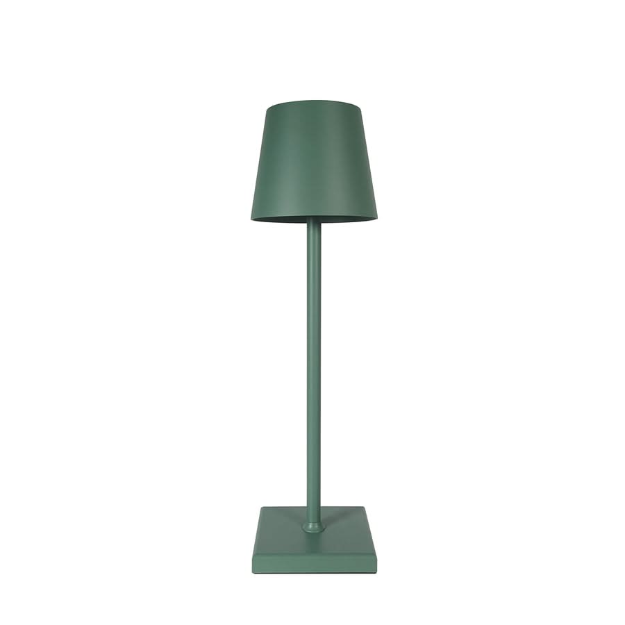 Green table lamp on a white background