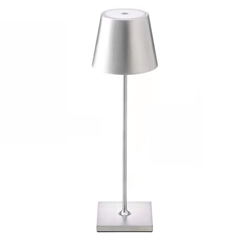 Silver table lamp on a white background