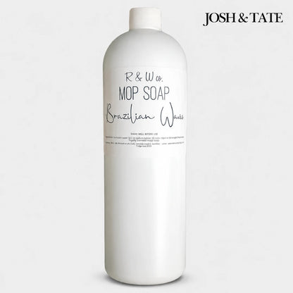 Josh & Tate - ShineCraft Multi-Surface Mop Soap - White bottle of R & W Co. Mop Soap with 'Brazilian Waxes' text on a white background, featuring the Josh & Tate brand.