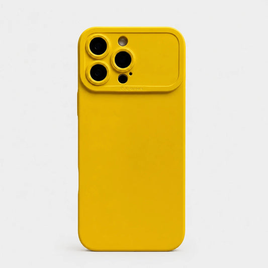 Josh & Tate - ShockProof™ iPhone Case - A bright yellow protective phone case with a raised camera bar, shown on a clean white background.
