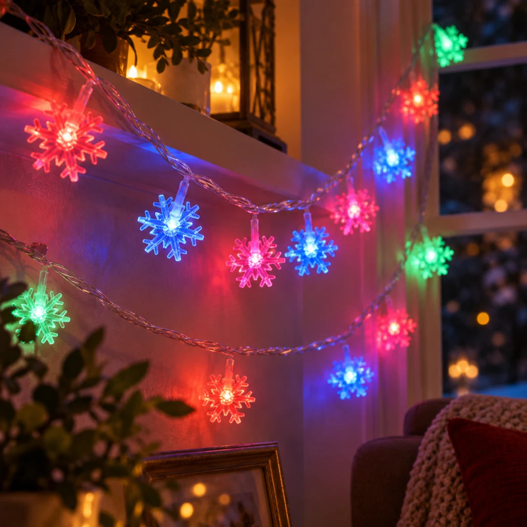 SnowGlow™ LED Snowflake String Lights