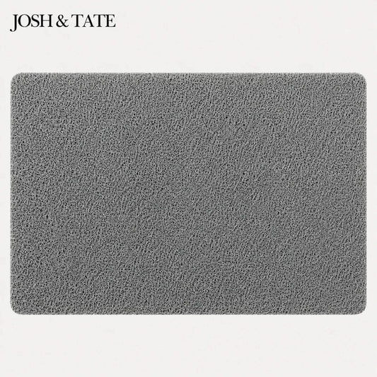 Josh & Tate - StepDry™ Anti-Slip Bath Mat - Gray textured mat with 'Josh & Tate' branding on a white background