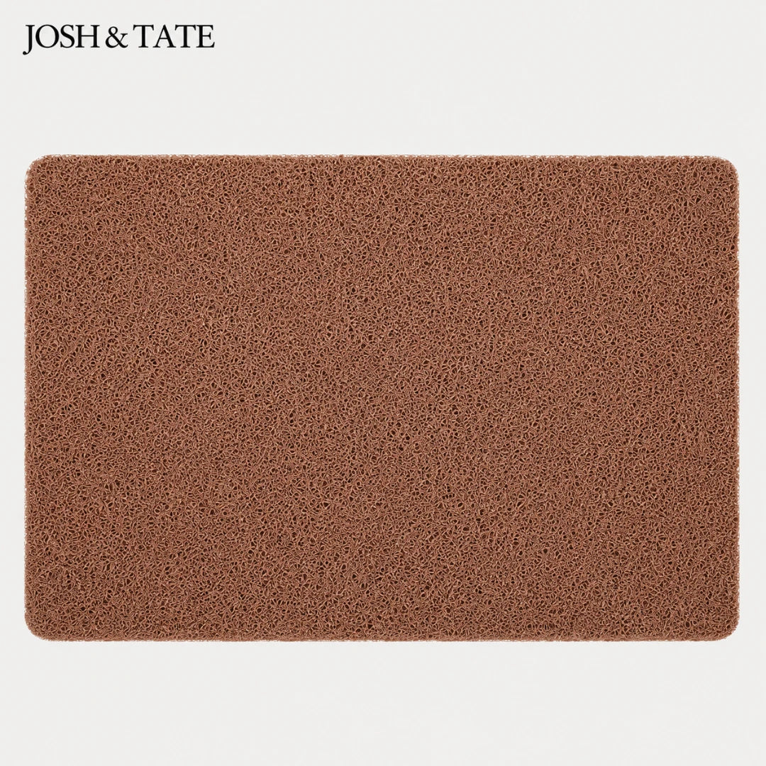 Josh & Tate - StepDry™ Anti-Slip Bath Mat - Brown doormat with 'JOSH & TATE' branding on a white background