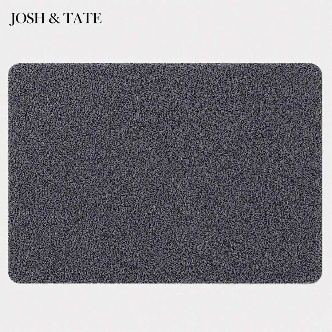Josh & Tate - StepDry™ Anti-Slip Bath Mat - Gray textured mat with 'JOSH & TATE' branding on a white background