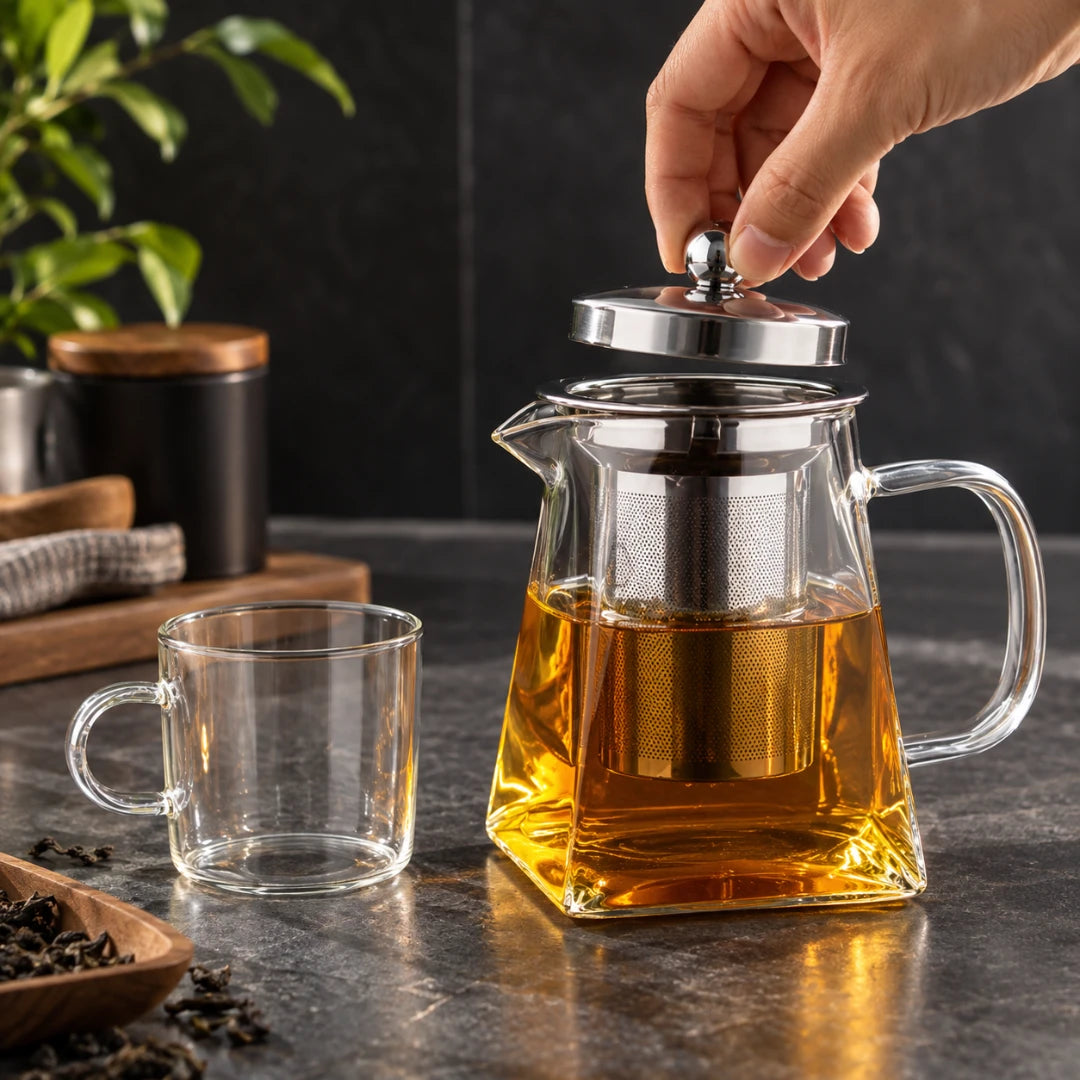 TeaEdge™ Faceted Glass Teapot