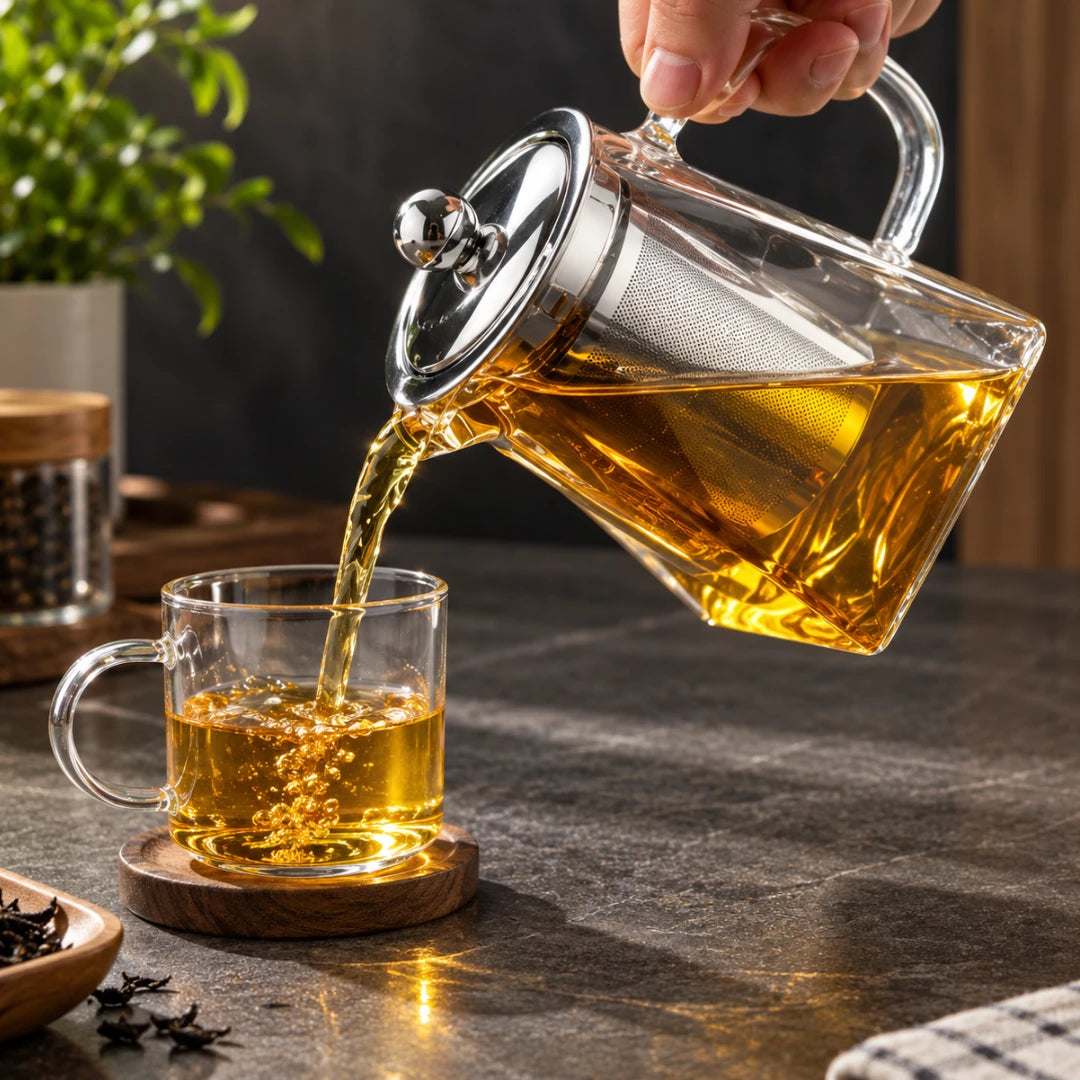 TeaEdge™ Faceted Glass Teapot