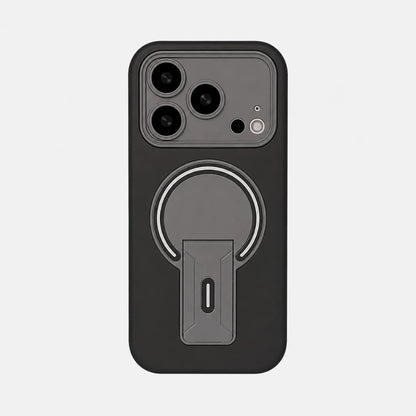 Josh & Tate - TiltPod™ iPhone Case - A dark gray protective phone case with a built-in kickstand and circular MagSafe ring, shown on a light gray background.