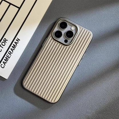 Phone case with ribbed texture on a gray surface