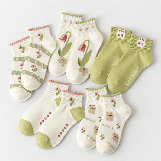 TulipToe™ 5-Pack Ankle Socks