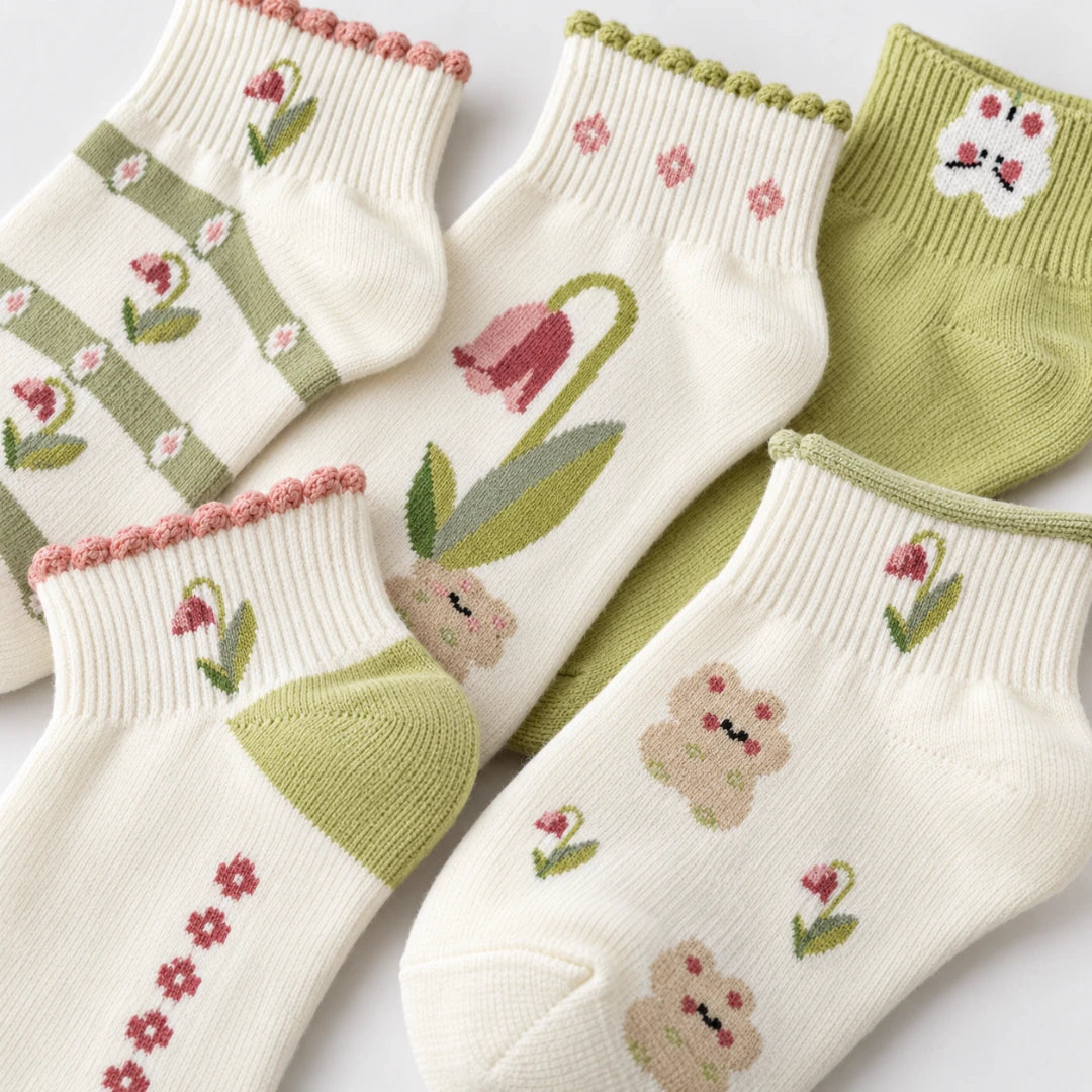 TulipToe™ 5-Pack Ankle Socks