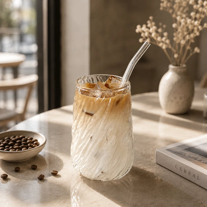 TwistPour™ Twisted Glass & Straw Set