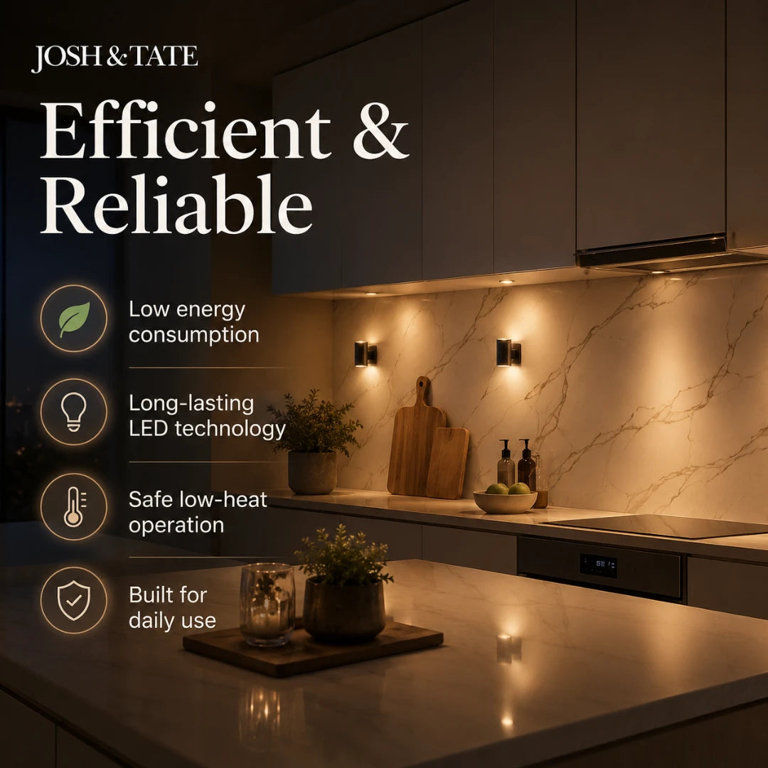 Josh & Tate - WallBeam™ Plug-In Directional Sconce - Modern kitchen with Josh & Tate lighting fixtures, highlighting efficient and reliable features.