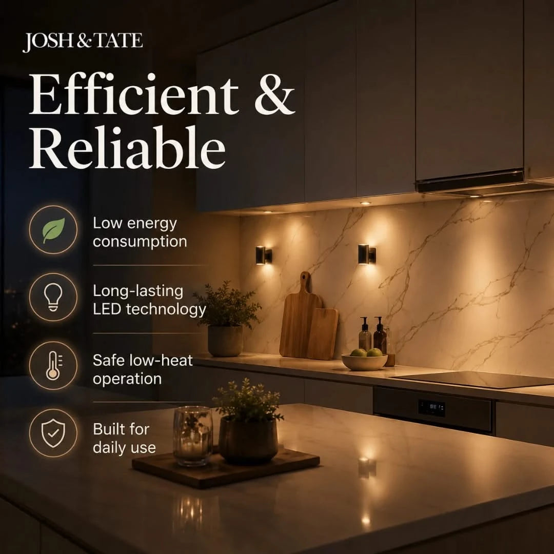 Josh & Tate - WallBeam™ Plug-In Directional Sconce - Modern kitchen with Josh & Tate lighting fixtures, highlighting efficient and reliable features.