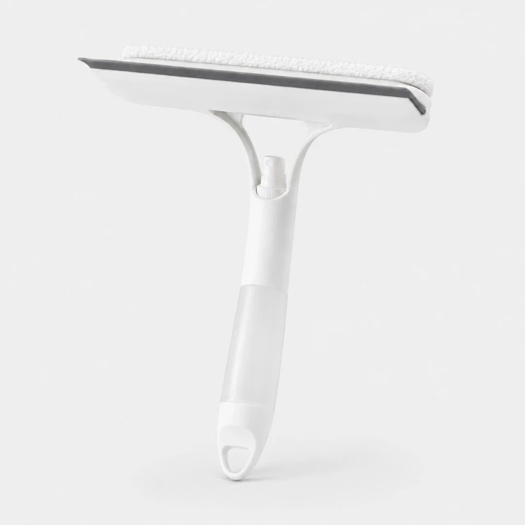 Josh & Tate - WipeShot™ Spray & Squeegee Glass Cleaner - White squeegee on a light gray background