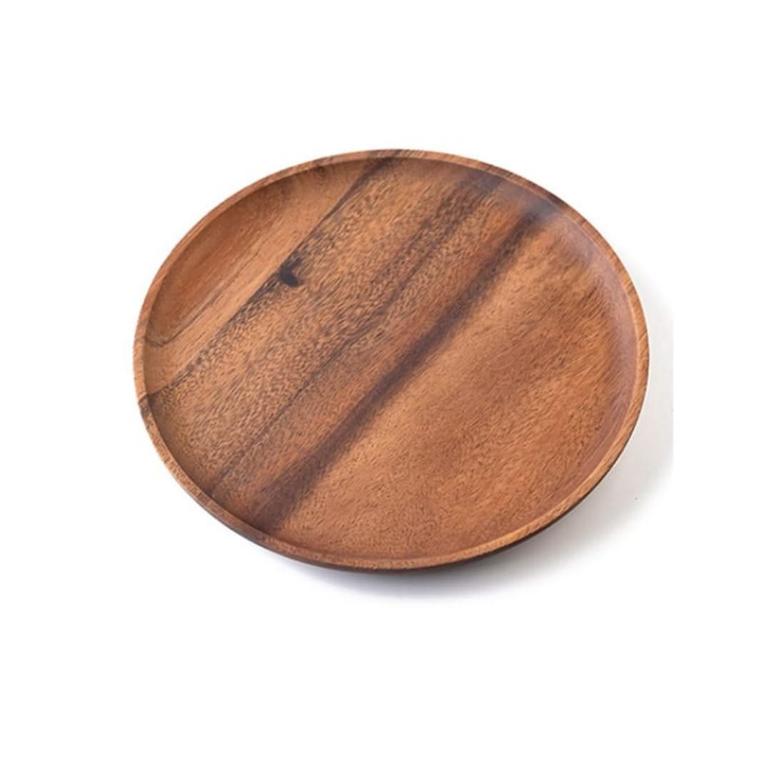 Wooden plate on a white background