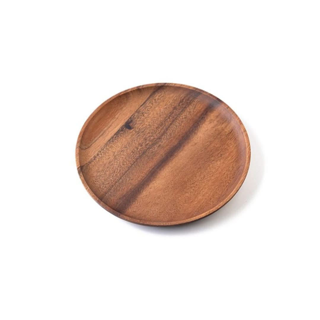 Wooden plate with a striped pattern on a white background