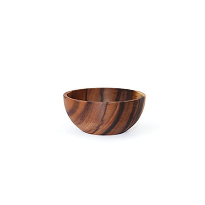 Wooden bowl with a striped pattern on a white background