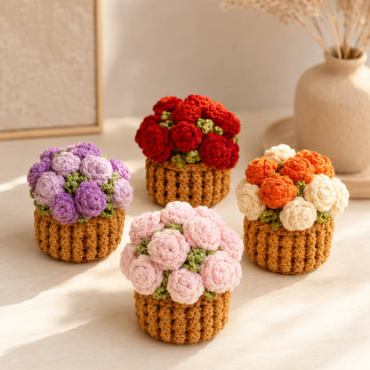 BloomKnit Woven Flower Coaster – Handmade Knitted Bouquet Drink Coaster