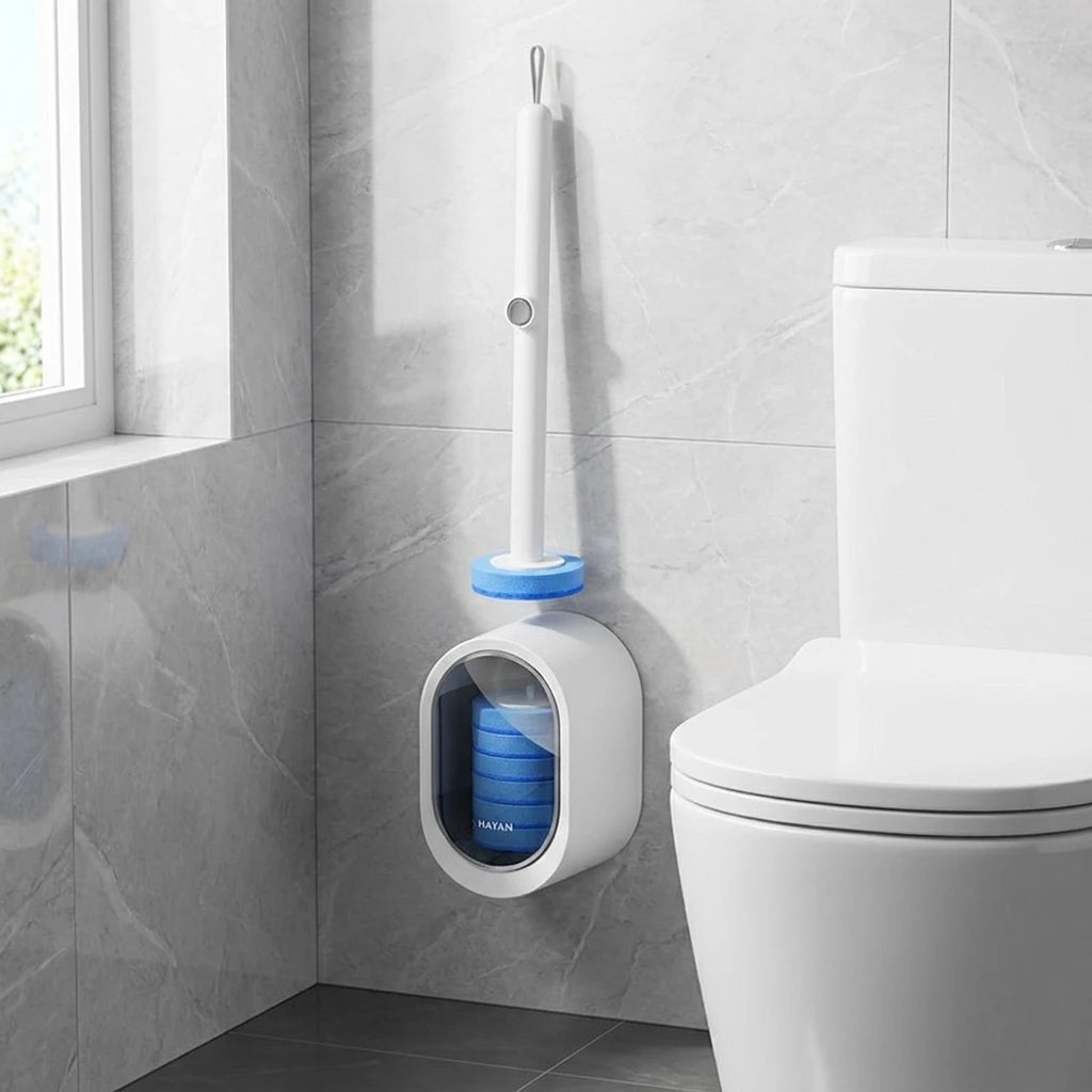 Disposable Toilet Brush with 8 Heads | Hands-Free Hygienic Cleaner