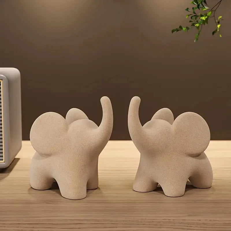 Flocked Elephant Figurine