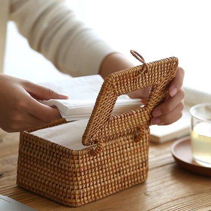 Rattan Weave Tissue Box Holder