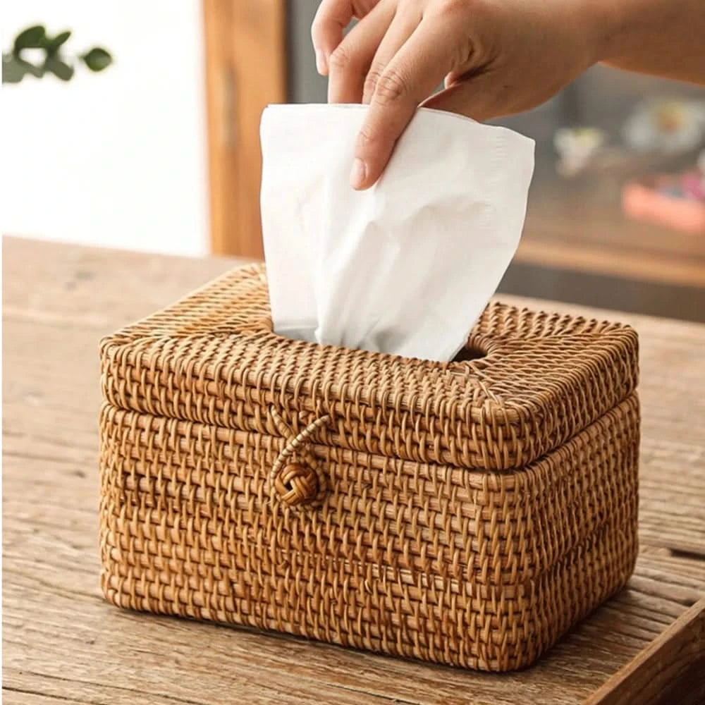 Rattan Weave Tissue Box Holder