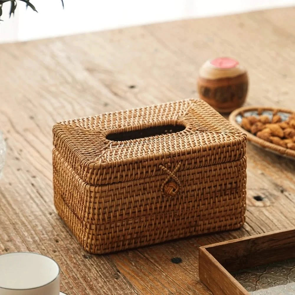 Rattan Weave Tissue Box Holder