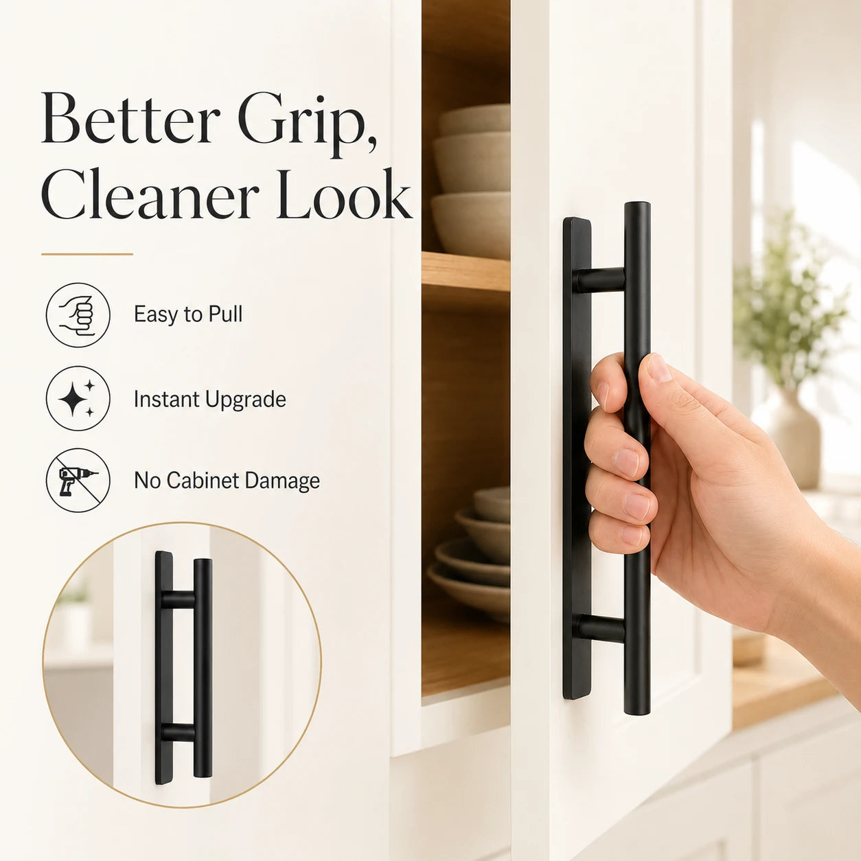 GripEase No-Drill Cabinet Handle
