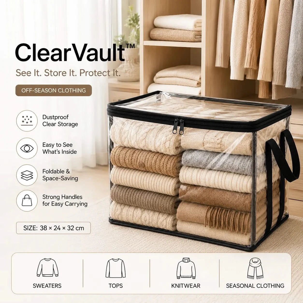 ClearVault™ Dustproof Storage Organizer
