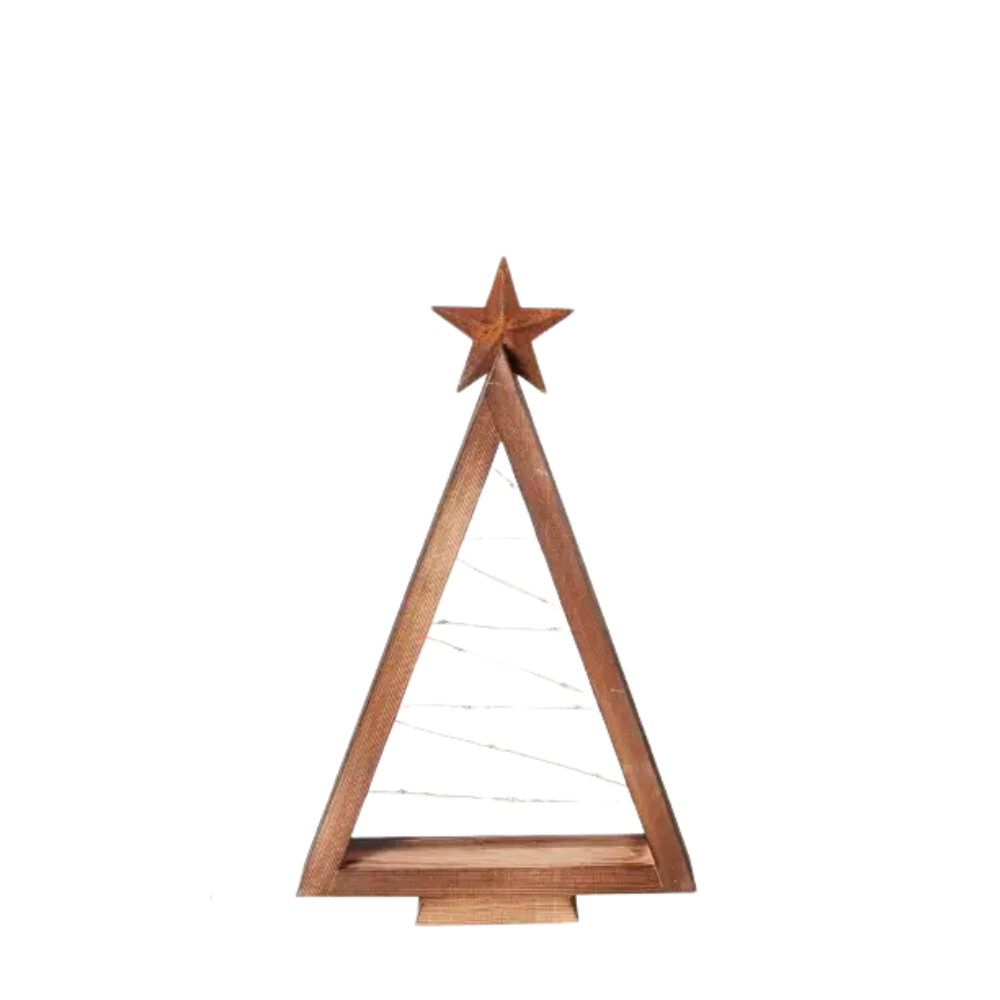 Wooden Christmas Tree Night Light Set